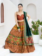 Monjolika Fashion Designer Lehenga Choli Jacquard Kanjivaram Silk In Rust | Grocsy