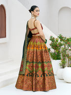 Monjolika Fashion Designer Lehenga Choli Jacquard Kanjivaram Silk In Rust | Grocsy