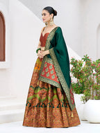 Monjolika Fashion Designer Lehenga Choli Jacquard Kanjivaram Silk In Rust | Grocsy