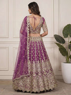 Tulsi Art Charming Purple Embroidered Soft Net Bridesmaid Lehenga Choli | Grocsy