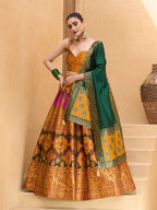 Monjolika Fashion Designer Lehenga Choli Jacquard Kanjivaram Silk In Yellow | Grocsy