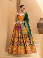 Monjolika Fashion Designer Lehenga Choli Jacquard Kanjivaram Silk In Yellow | Grocsy