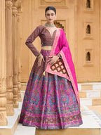 Monjolika Fashion Brown Kanjivaram Jacquard Designer Lehenga Choli For Ceremonial | Grocsy