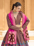 Monjolika Fashion Brown Kanjivaram Jacquard Designer Lehenga Choli For Ceremonial | Grocsy
