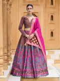 Monjolika Fashion Brown Kanjivaram Jacquard Designer Lehenga Choli For Ceremonial | Grocsy