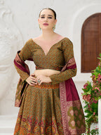 Monjolika Fashion Olive Kanjivaram Jacquard Designer Lehenga Choli For Ceremonial | Grocsy