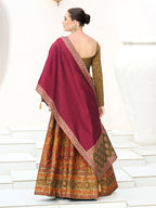 Monjolika Fashion Olive Kanjivaram Jacquard Designer Lehenga Choli For Ceremonial | Grocsy