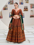 Monjolika Fashion Rust Kanjivaram Jacquard Designer Lehenga Choli For Ceremonial | Grocsy