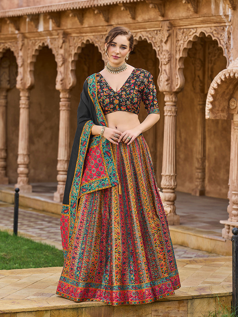 Monjolika Fashion Multi Color Jacquard Designer Lehenga Choli For Festival | Grocsy
