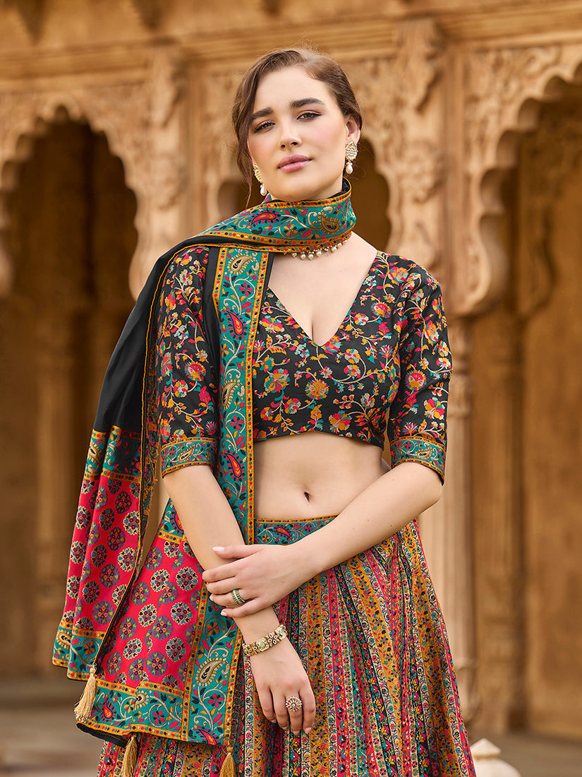 Monjolika Fashion Multi Color Jacquard Designer Lehenga Choli For Festival | Grocsy