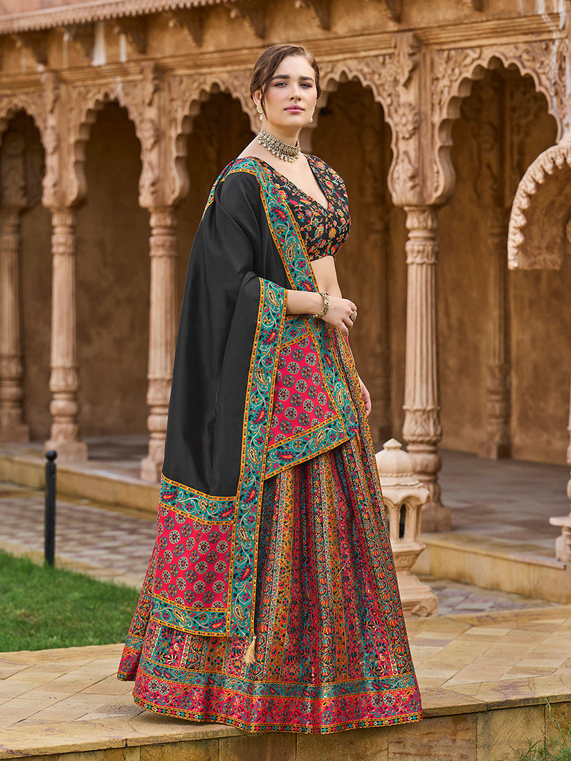 Monjolika Fashion Multi Color Jacquard Designer Lehenga Choli For Festival | Grocsy