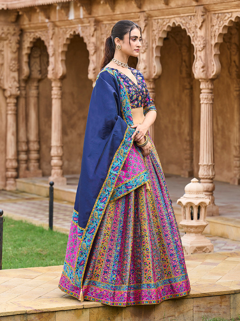 Monjolika Fashion Navy Blue Color Jacquard Designer Lehenga Choli For Festival | Grocsy