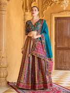 Monjolika Fashion Turquoise Color Jacquard Designer Lehenga Choli For Festival | Grocsy