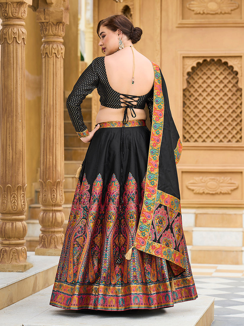 Monjolika Fashion Black Color Jacquard Designer Work Lehenga Choli For Ceremonial | Grocsy
