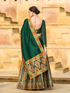 Monjolika Fashion Dark Green Color Jacquard Designer Work Lehenga Choli For Ceremonial | Grocsy