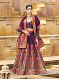Monjolika Fashion Wine Color Jacquard Designer Work Lehenga Choli For Ceremonial | Grocsy