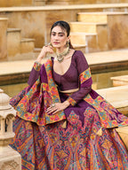 Monjolika Fashion Wine Color Jacquard Designer Work Lehenga Choli For Ceremonial | Grocsy
