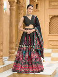 Monjolika Fashion Charming Black Color Jacquard Lehenga Choli With Dupatta | Grocsy