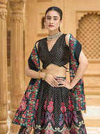 Monjolika Fashion Charming Black Color Jacquard Lehenga Choli With Dupatta | Grocsy