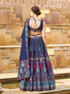 Monjolika Fashion Charming Navy Blue Color Jacquard Lehenga Choli With Dupatta | Grocsy