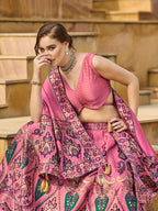 Monjolika Fashion Charming Pink Color Jacquard Lehenga Choli With Dupatta | Grocsy