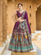 Monjolika Fashion Charming Wine Color Jacquard Lehenga Choli With Dupatta | Grocsy