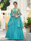 Monjolika Fashion Designer Lehenga Choli Crush Silk In Sky Blue | Grocsy