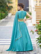 Monjolika Fashion Designer Lehenga Choli Crush Silk In Sky Blue | Grocsy