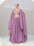 Monjolika Fashion Lavender Festive Look With Silk Crush Lehenga Choli | Grocsy