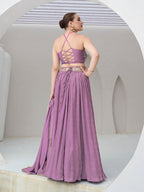 Monjolika Fashion Lavender Festive Look With Silk Crush Lehenga Choli | Grocsy