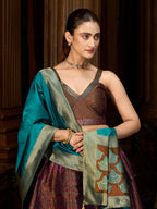 Monjolika Fashion Brown Kanjivaram Silk Jacquard Woven Trendy Lehenga Choli | Grocsy