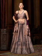 Monjolika Fashion Rose Pink Kanjivaram Silk Jacquard Woven Trendy Lehenga Choli | Grocsy