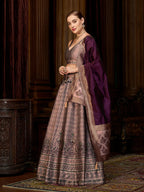 Monjolika Fashion Rose Pink Kanjivaram Silk Jacquard Woven Trendy Lehenga Choli | Grocsy