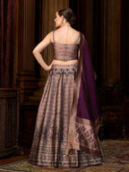 Monjolika Fashion Rose Pink Kanjivaram Silk Jacquard Woven Trendy Lehenga Choli | Grocsy