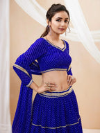 Tulsi Art Excellent Blue Leheriya Printed Georgette Lehenga Choli With Dupatta | Grocsy