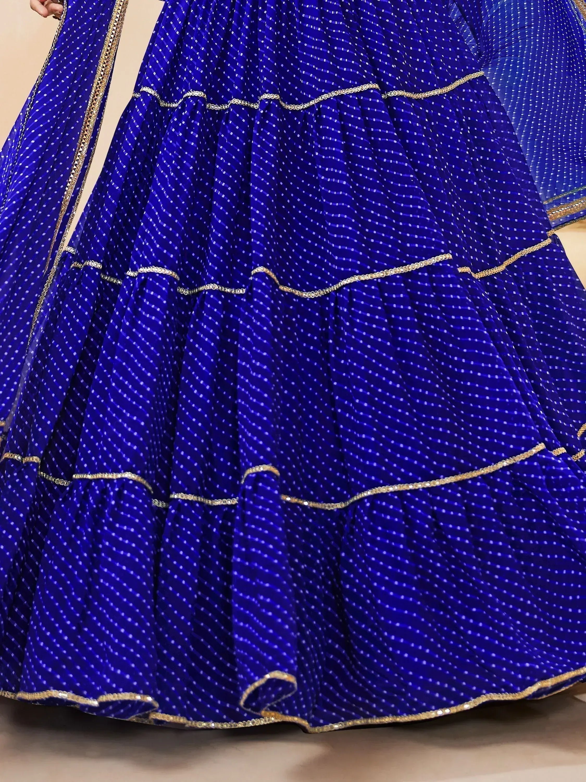 Tulsi Art Excellent Blue Leheriya Printed Georgette Lehenga Choli With Dupatta | Grocsy