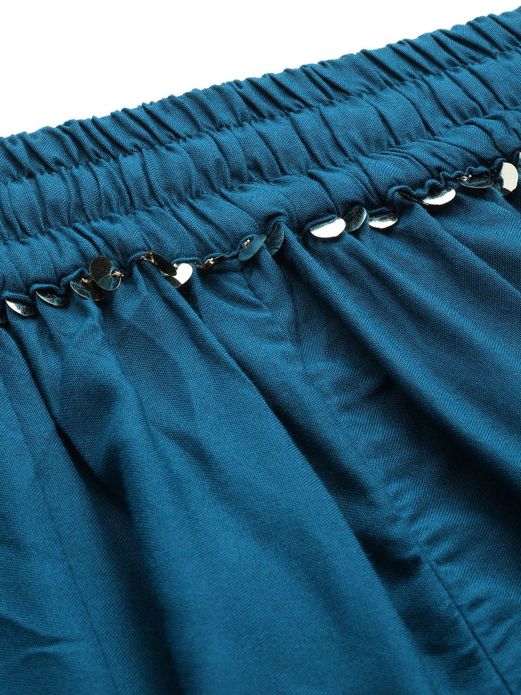 TAG 7 Women Teal Blue Solid Flared Palazzos | Grocsy