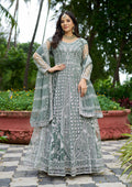 Monjolika Fashion Sea Green Embroidered Net Designer Anarkali Gown | Grocsy