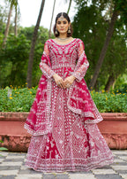 Monjolika Fashion Rani Pink Embroidered Net Designer Anarkali Gown | Grocsy