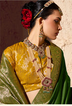 Monjolika Fashion Green Crepe Georgette Zari Weaving Work Saree | Grocsy