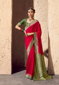 Monjolika Fashion Red Crepe Georgette Zari Weaving Work Saree | Grocsy