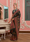 Monjolika Fashion Black Banarasi Silk Traditional Saree with Meenakari and Weaving Work | Grocsy