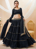 Tulsi Art Wonderful Black Leheriya Printed Georgette Party Wear Lehenga Choli | Grocsy