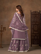 Monjolika Fashion Net Embroidered Lilac Salwar Kameez | Grocsy