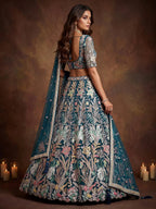 Tulsi Art Attractive Blue Sequins Net Engagement Wear Lehenga Choli With Dupatta | Grocsy