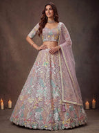 Tulsi Art Dazzling Lavender Sequins Net Wedding Wear Lehenga Choli | Grocsy