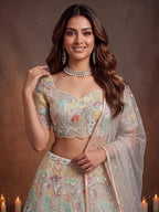 Tulsi Art Majestic Off-White Sequins Net Party Wear Lehenga Choli | Grocsy