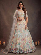 Tulsi Art Majestic Off-White Sequins Net Party Wear Lehenga Choli | Grocsy