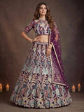 Tulsi Art Awesome Wine Sequins Net Reception Wear Lehenga Choli With Dupatta | Grocsy
