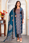 Monjolika Fashion Teal Blue Chanderi Embroidered Work Party Pant Style Suit | Grocsy